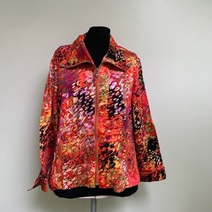 Erin London Orange Multicolored Geometric Top
